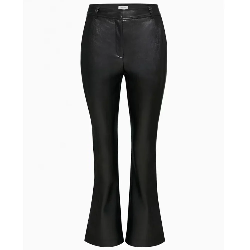 Babaton Black Faux Leather High Waisted Flare Pants Size Zero